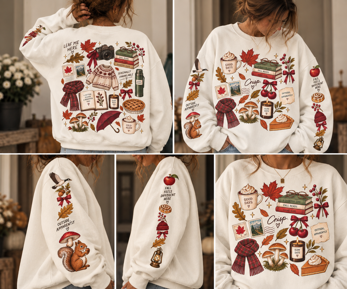 The Autumn Scrapbook All-Over Graphic Crewneck