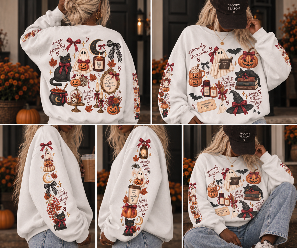 The Spooky Season Sticker Bomb Oversized Sweatshirt
