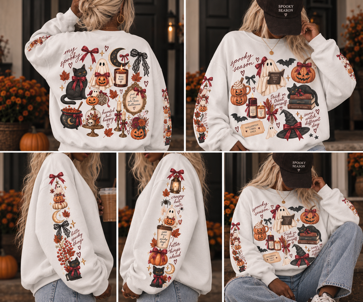 The Spooky Season Sticker Bomb Oversized Sweatshirt