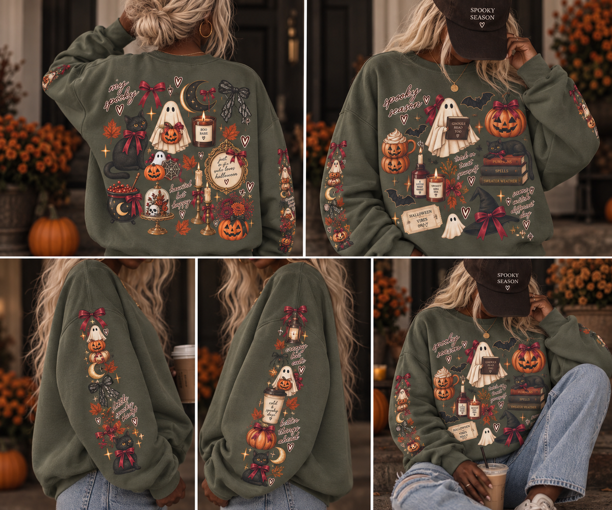 The Spooky Season Sticker Bomb Oversized Sweatshirt
