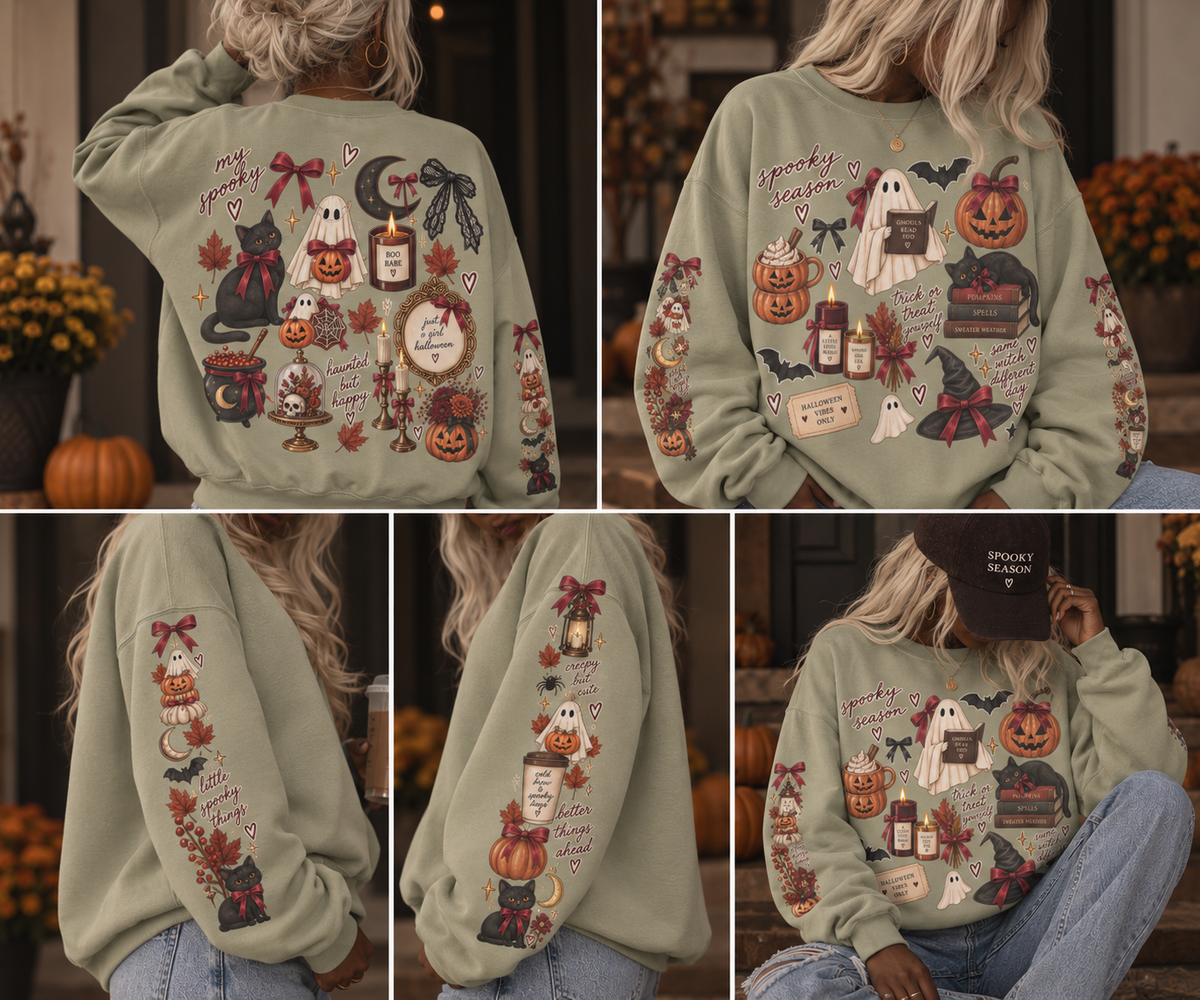 The Spooky Season Sticker Bomb Oversized Sweatshirt