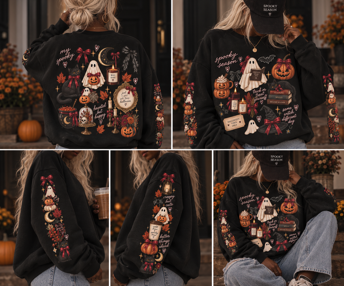 The Spooky Season Sticker Bomb Oversized Sweatshirt