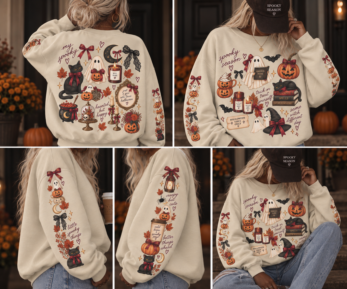 The Spooky Season Sticker Bomb Oversized Sweatshirt