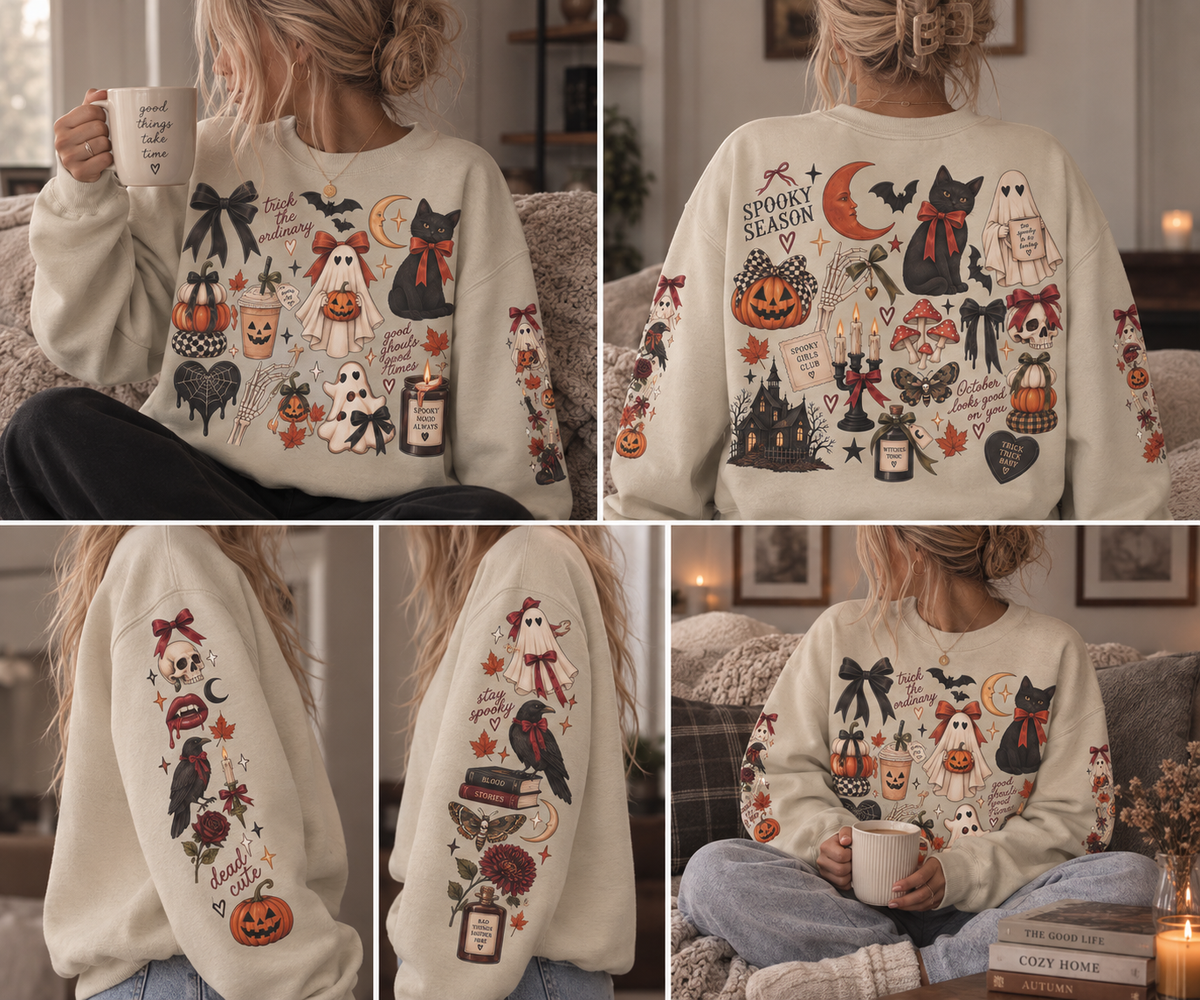 The Spooky Season Sticker Bomb Oversized Sweatshirt