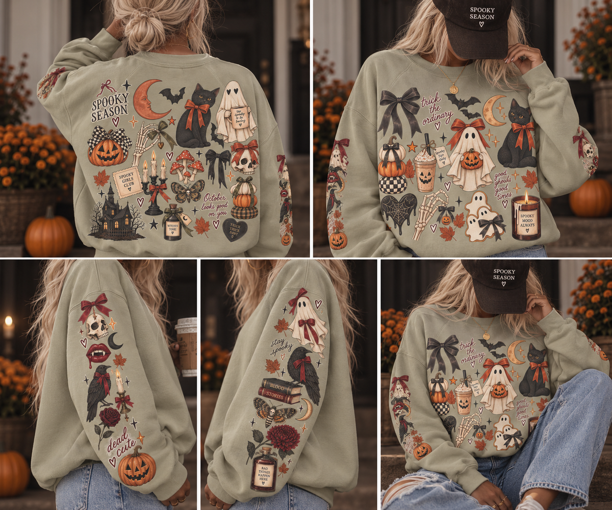 The Spooky Season Sticker Bomb Oversized Sweatshirt