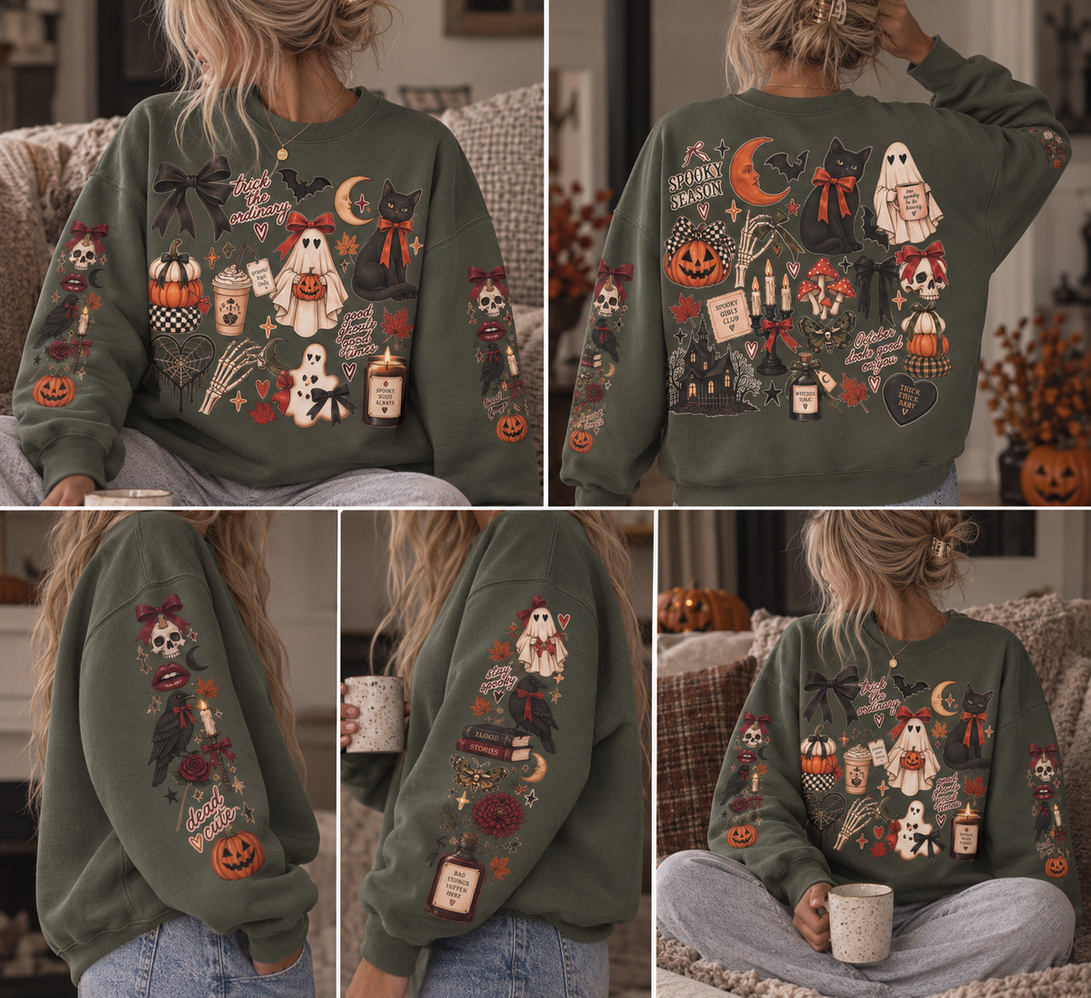 The Spooky Season Sticker Bomb Oversized Sweatshirt