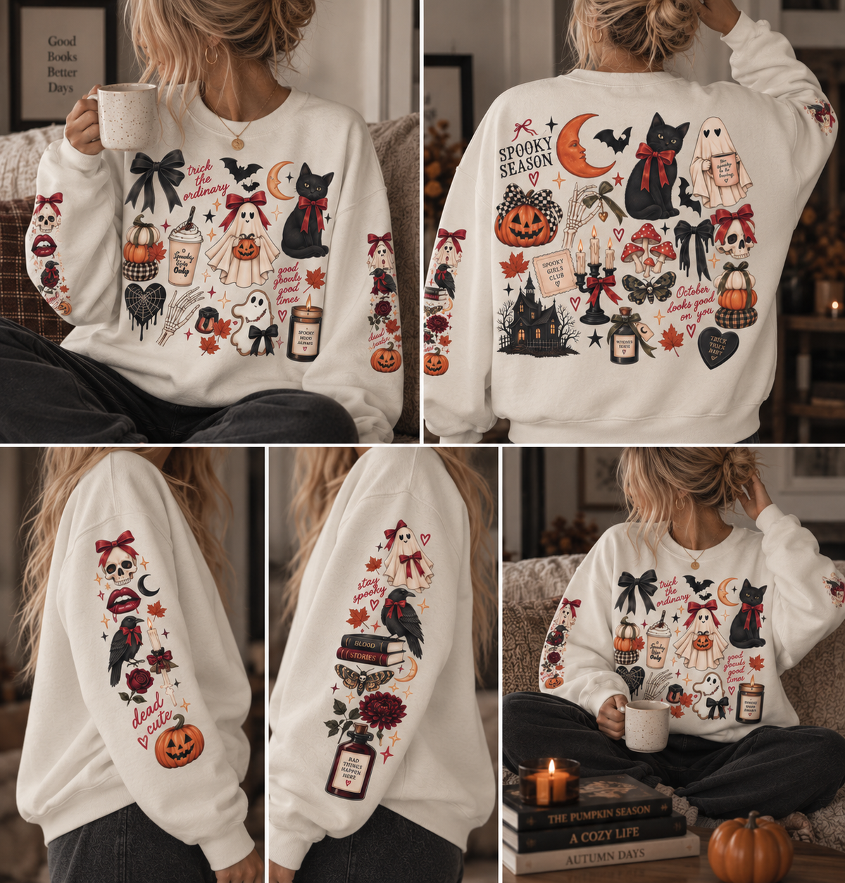 The Spooky Season Sticker Bomb Oversized Sweatshirt
