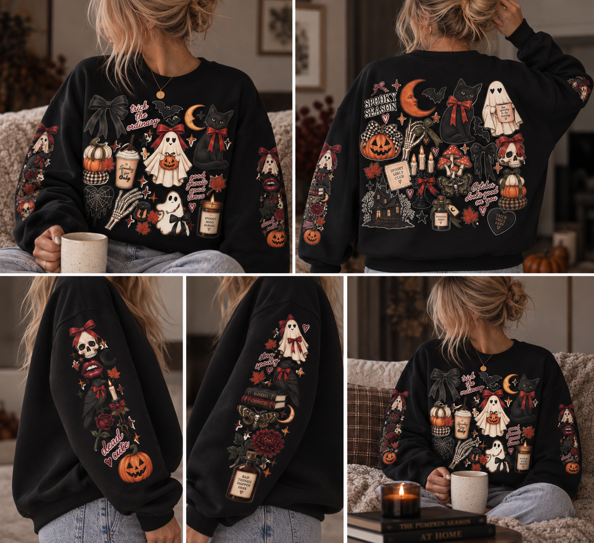The Spooky Season Sticker Bomb Oversized Sweatshirt
