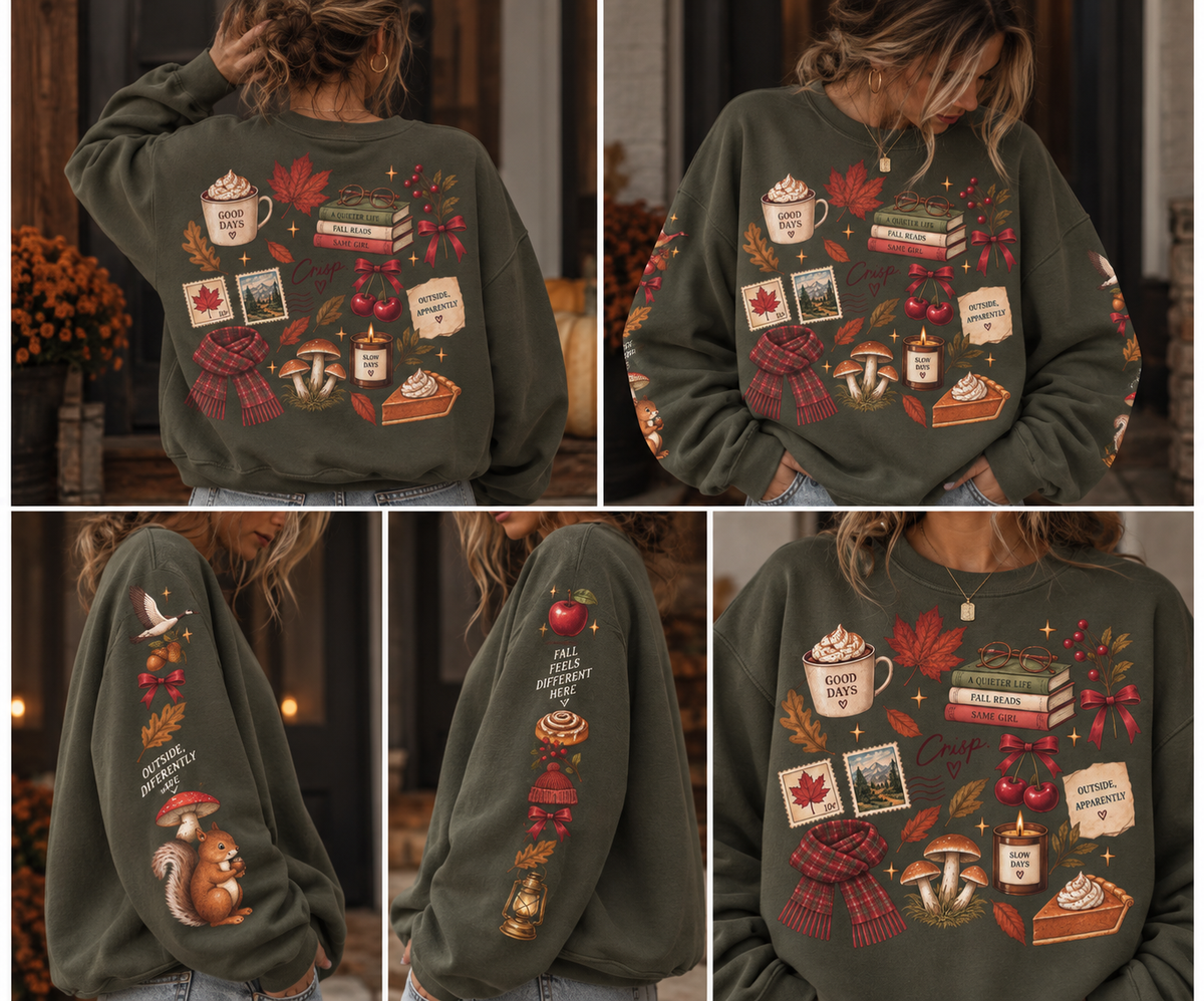 The Autumn Scrapbook All-Over Graphic Crewneck