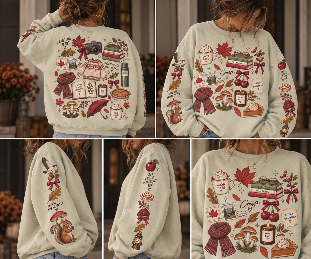 The Autumn Scrapbook All-Over Graphic Crewneck