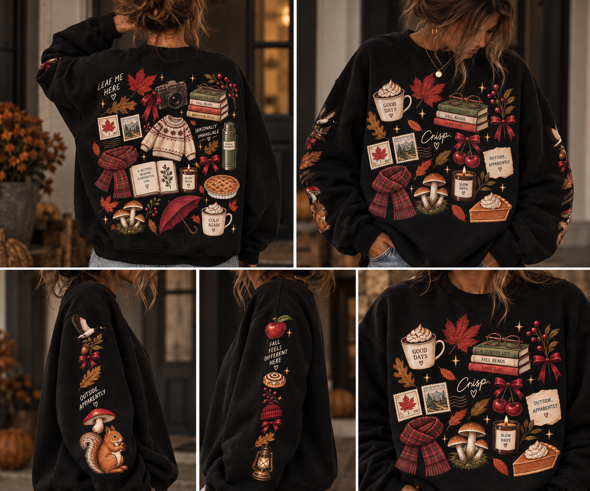 The Autumn Scrapbook All-Over Graphic Crewneck